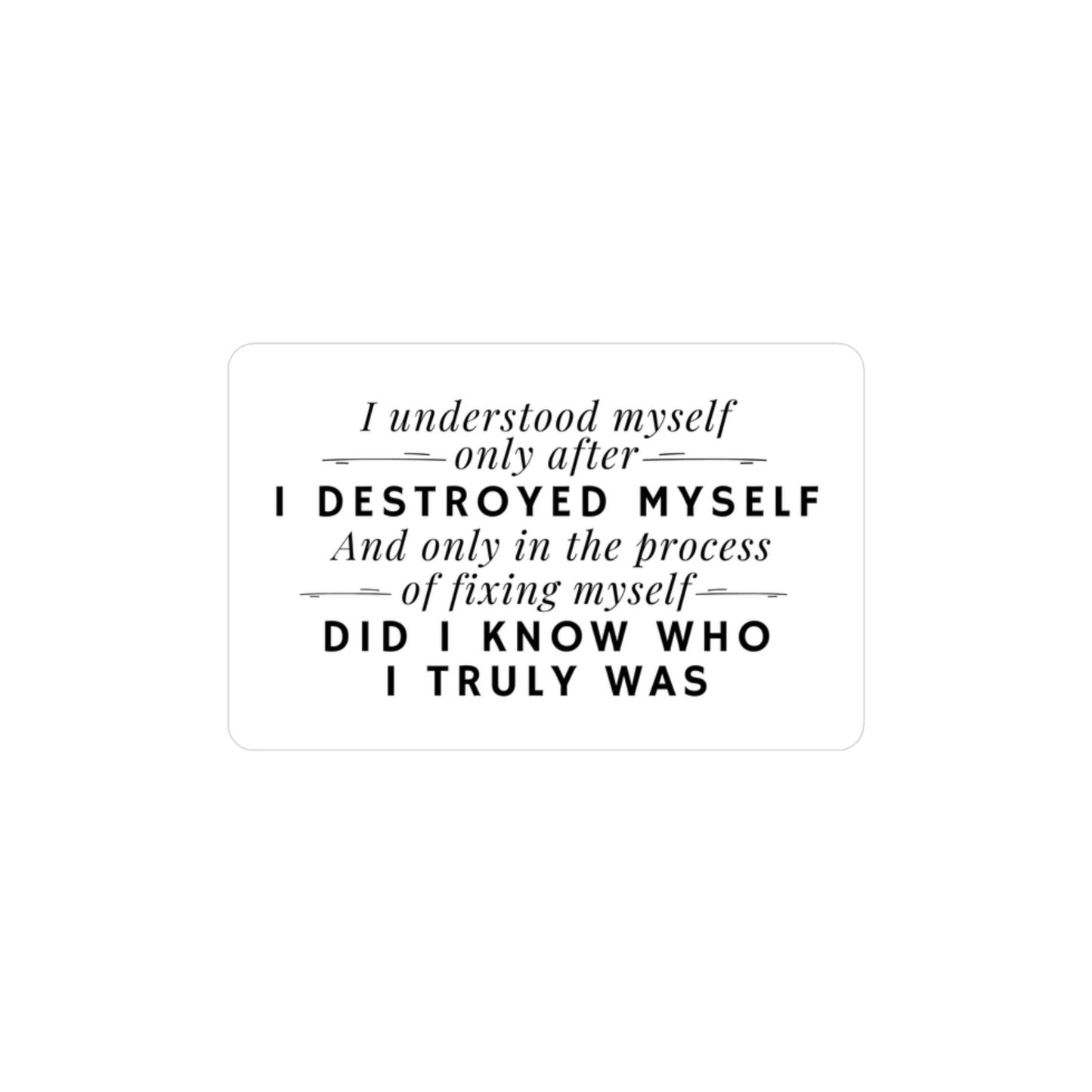 After I destroyed Myself Kiss-Cut Vinyl Decals