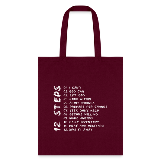 12 Steps Tote Bag - burgundy