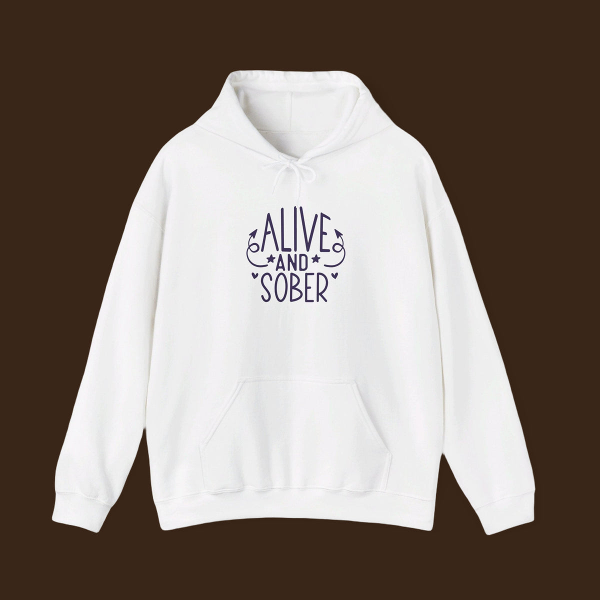 Alive & Sober unisex hoodie in white, front