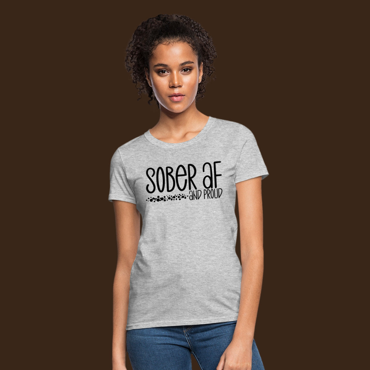 Sober AF and Proud Women's T-Shirt - heather gray