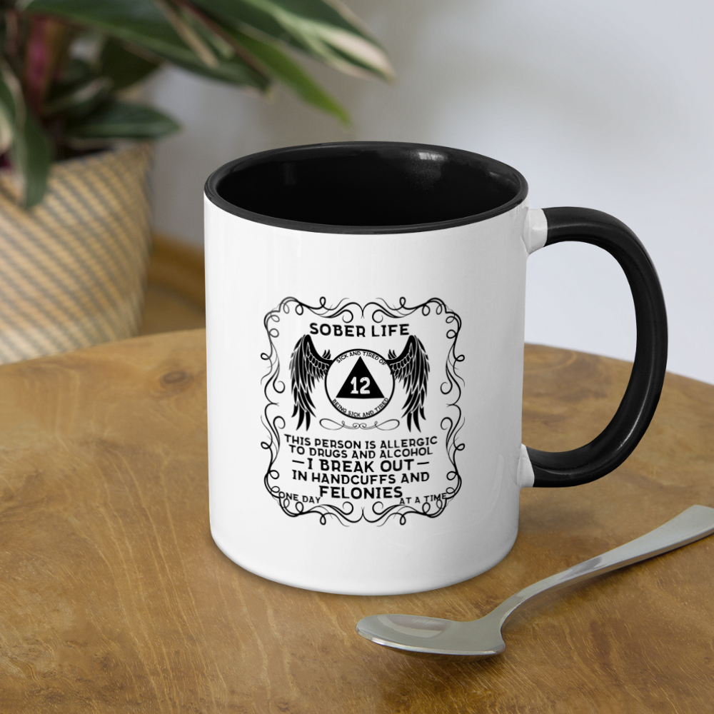Break Our in Handcuffs Contrast Coffee Mug - white/black