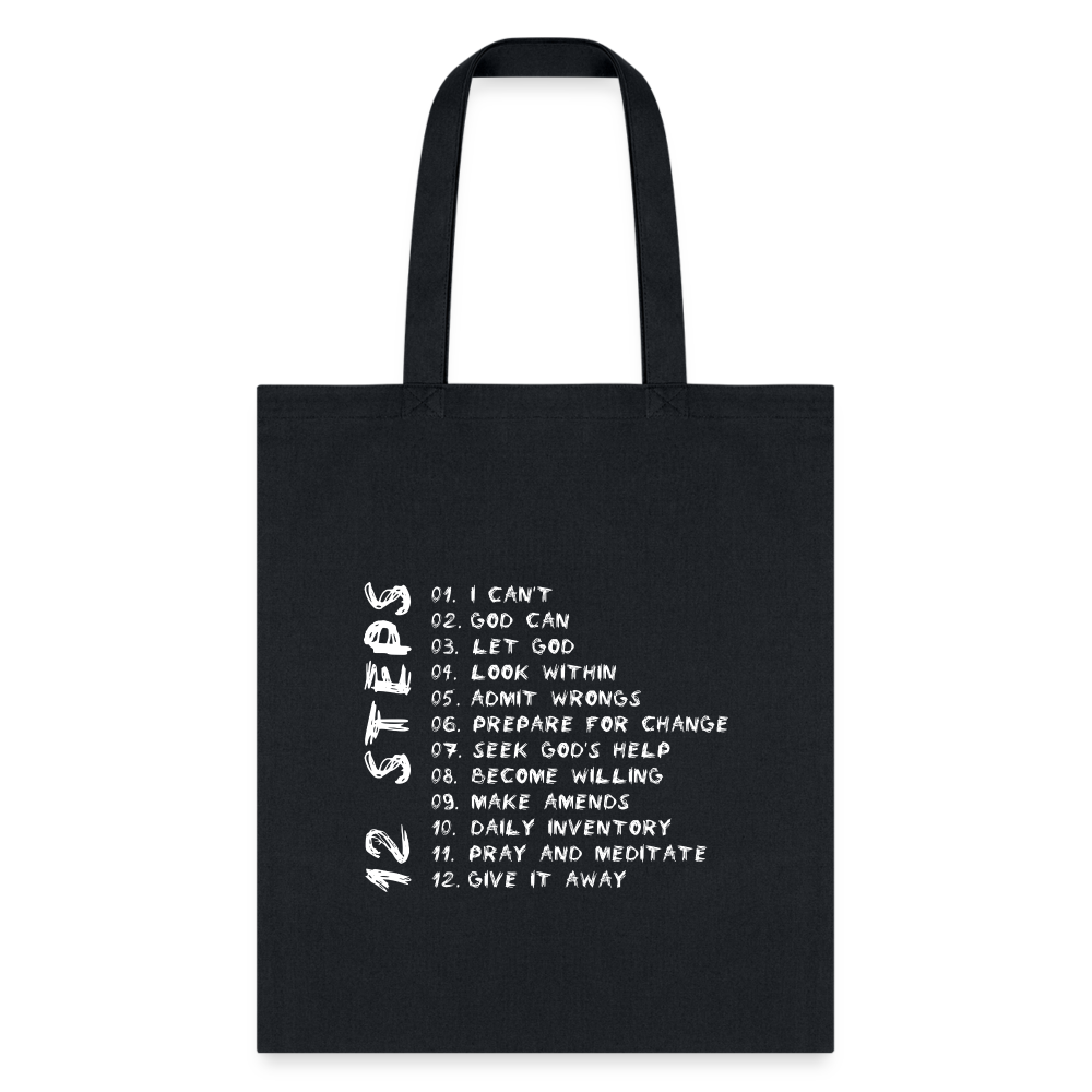 12 Steps Tote Bag - black