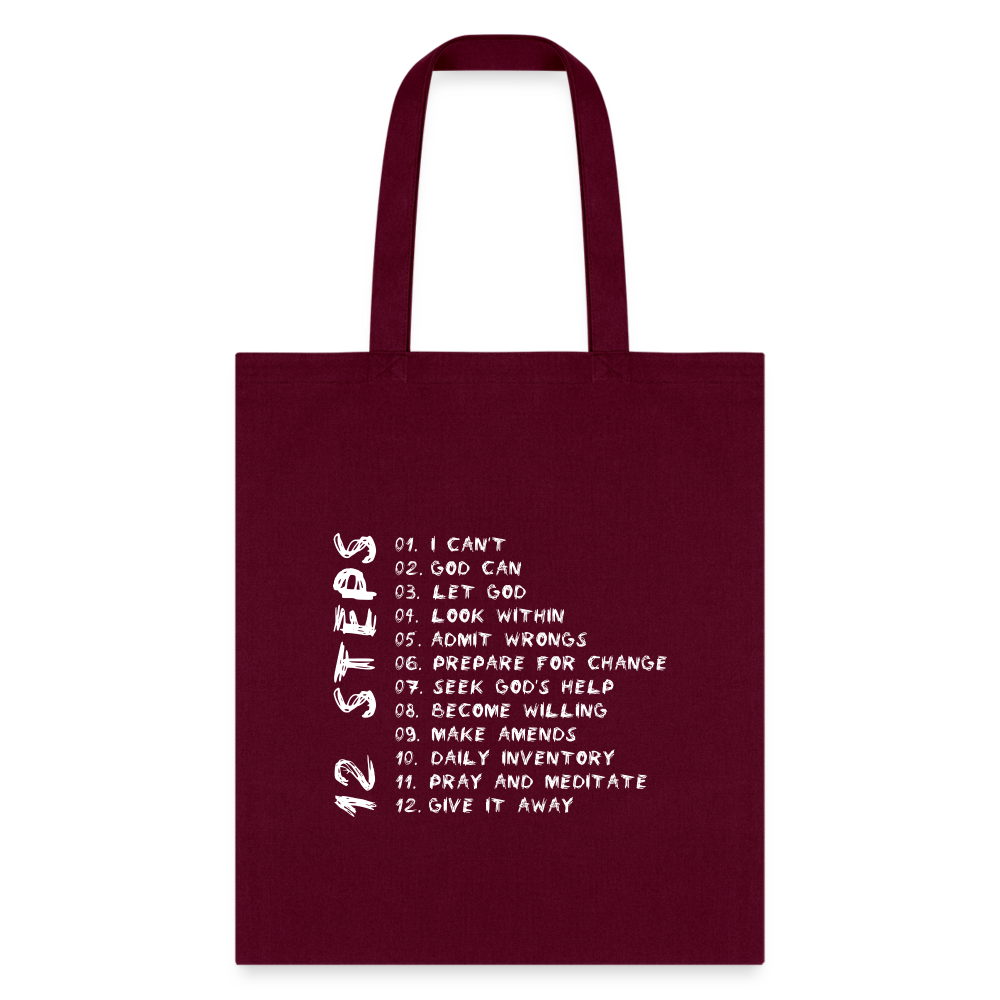 12 Steps Tote Bag - burgundy