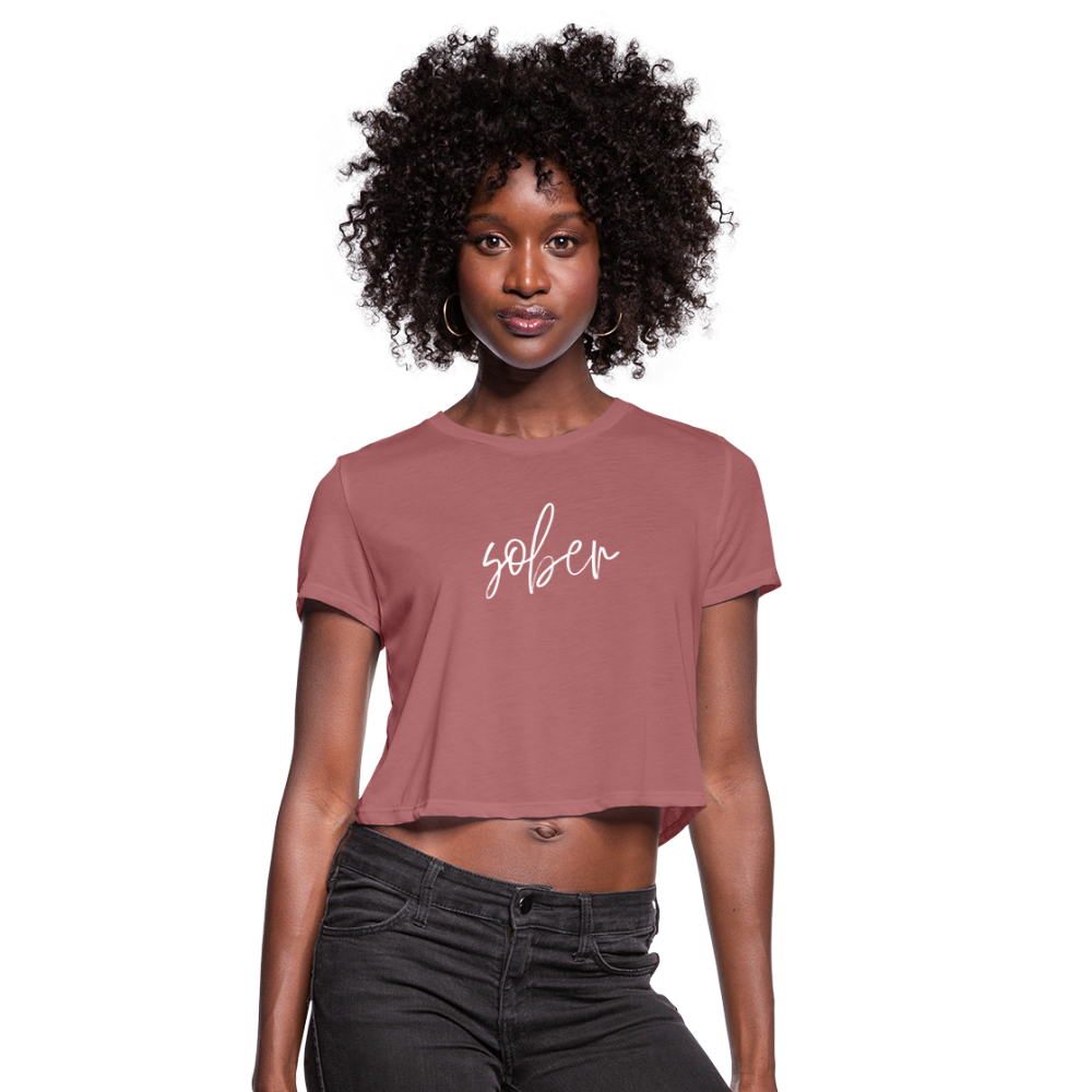 Model wearing the Sober Women's Cropped T-Shirt in mauve