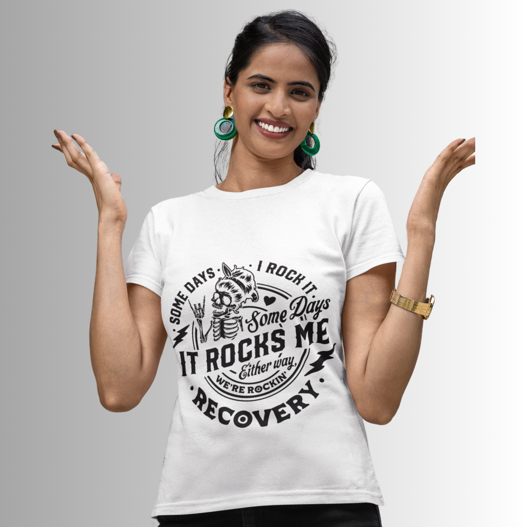 "Recovery: Sometimes I Rock It, Sometimes It Rocks Me" Women's Softstyle Tee