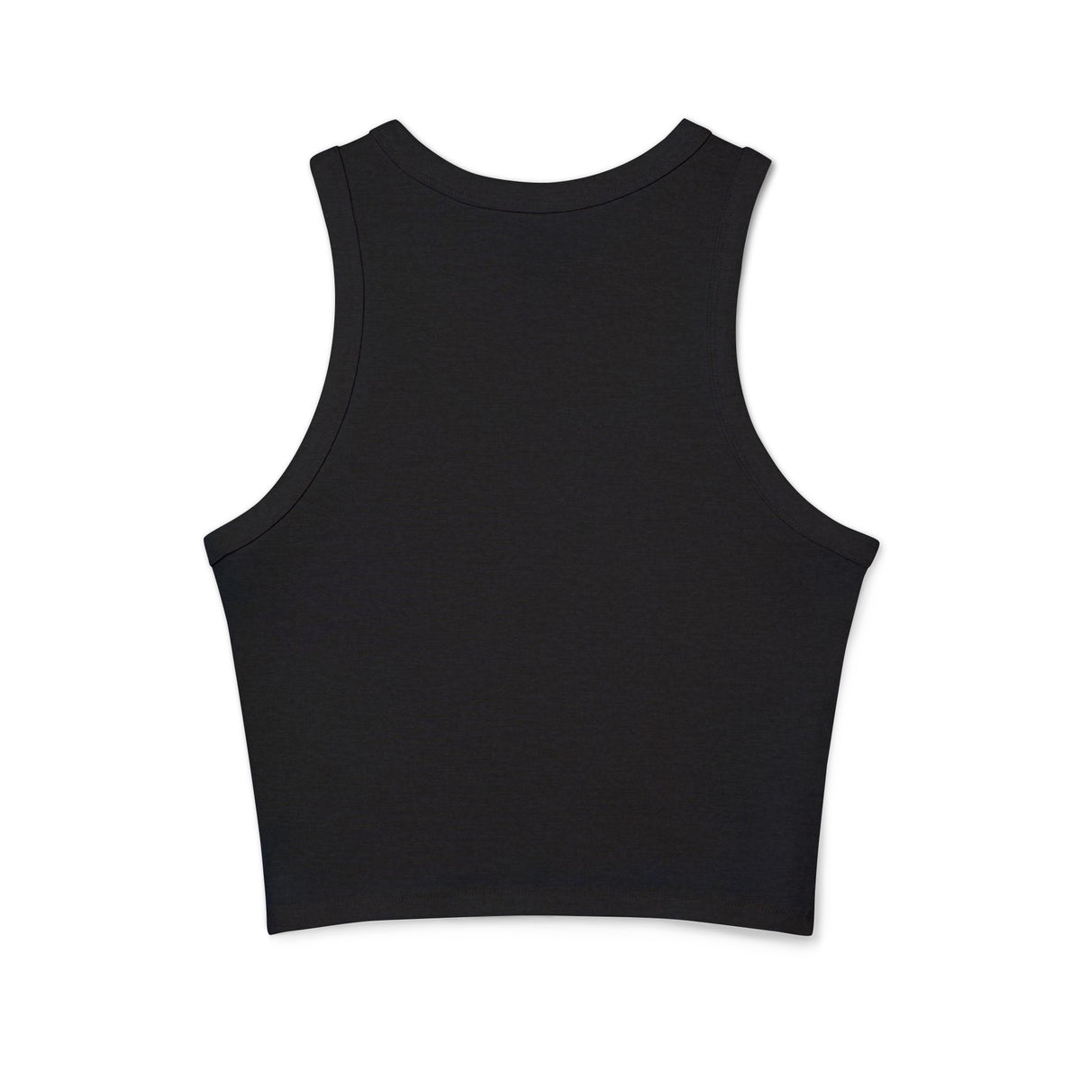 My Worst Day crop racer tank in black, back view